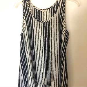 Striped sleeveless high-lo tunic blouse